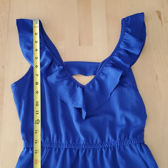 Kirra Blue Ruffle V-Neck Dress with Pockets - Picture 8 of 12
